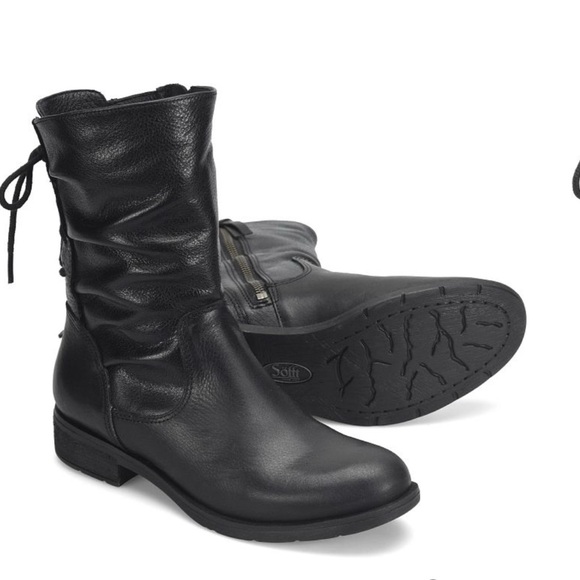 SOFFT Sharnell Low NWOB black leather mid calf boots booties size 6M - Picture 1 of 13